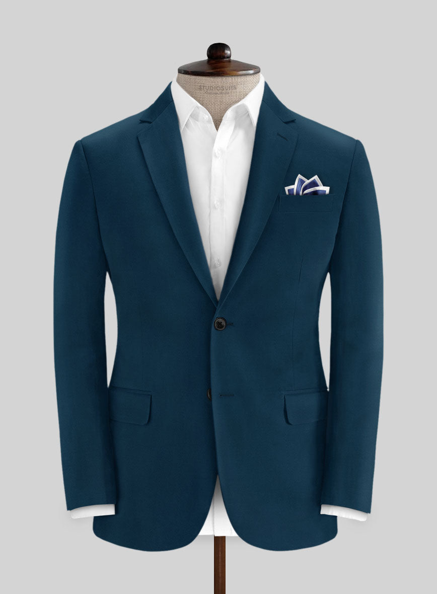 Italian Astronaut Blue Cotton Stretch Jacket - StudioSuits