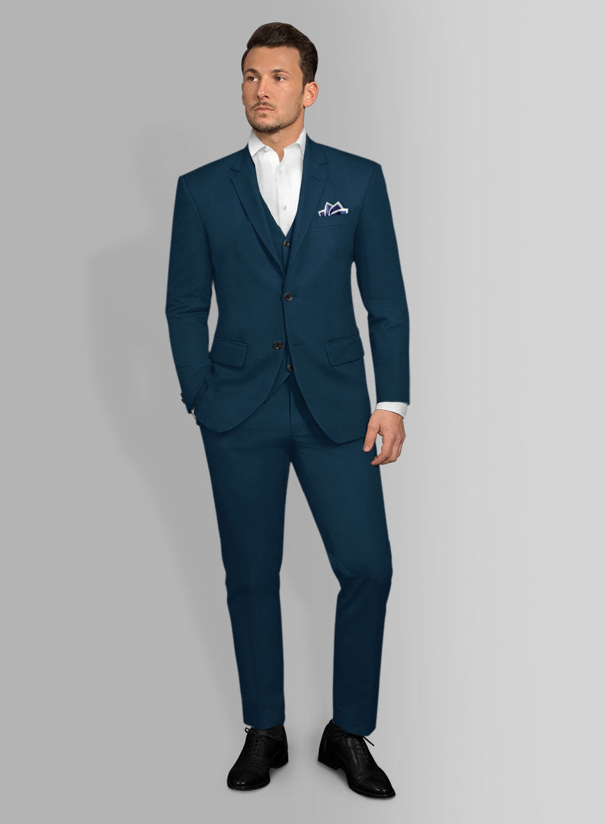 Italian Astronaut Blue Cotton Stretch Suit - StudioSuits