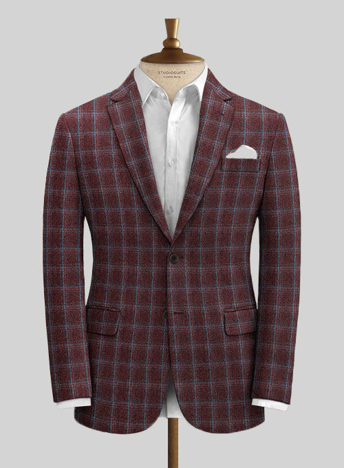 Italian Biulio Burgundy Tweed Jacket - StudioSuits