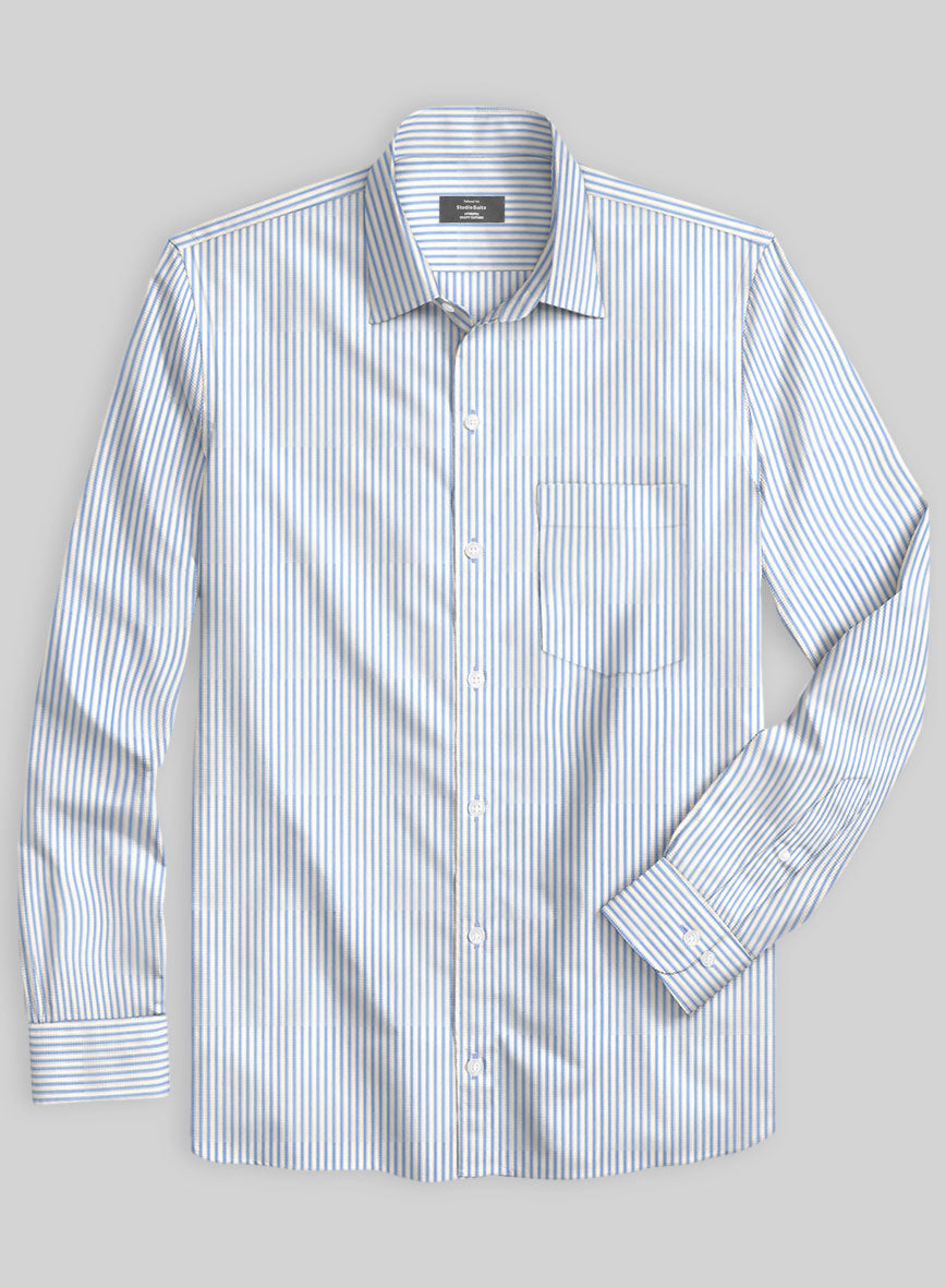 Italian Blue Candy Stripe Shirt - StudioSuits