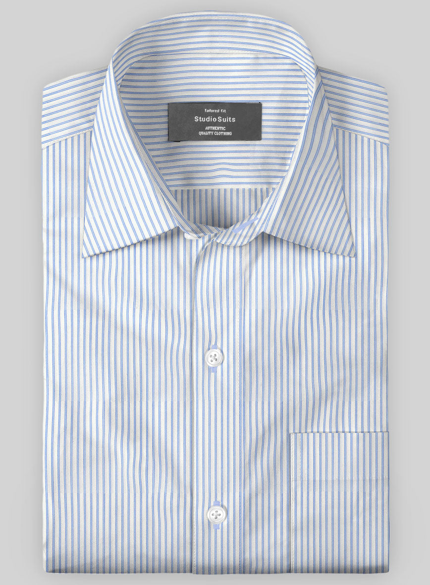 Italian Blue Candy Stripe Shirt - StudioSuits