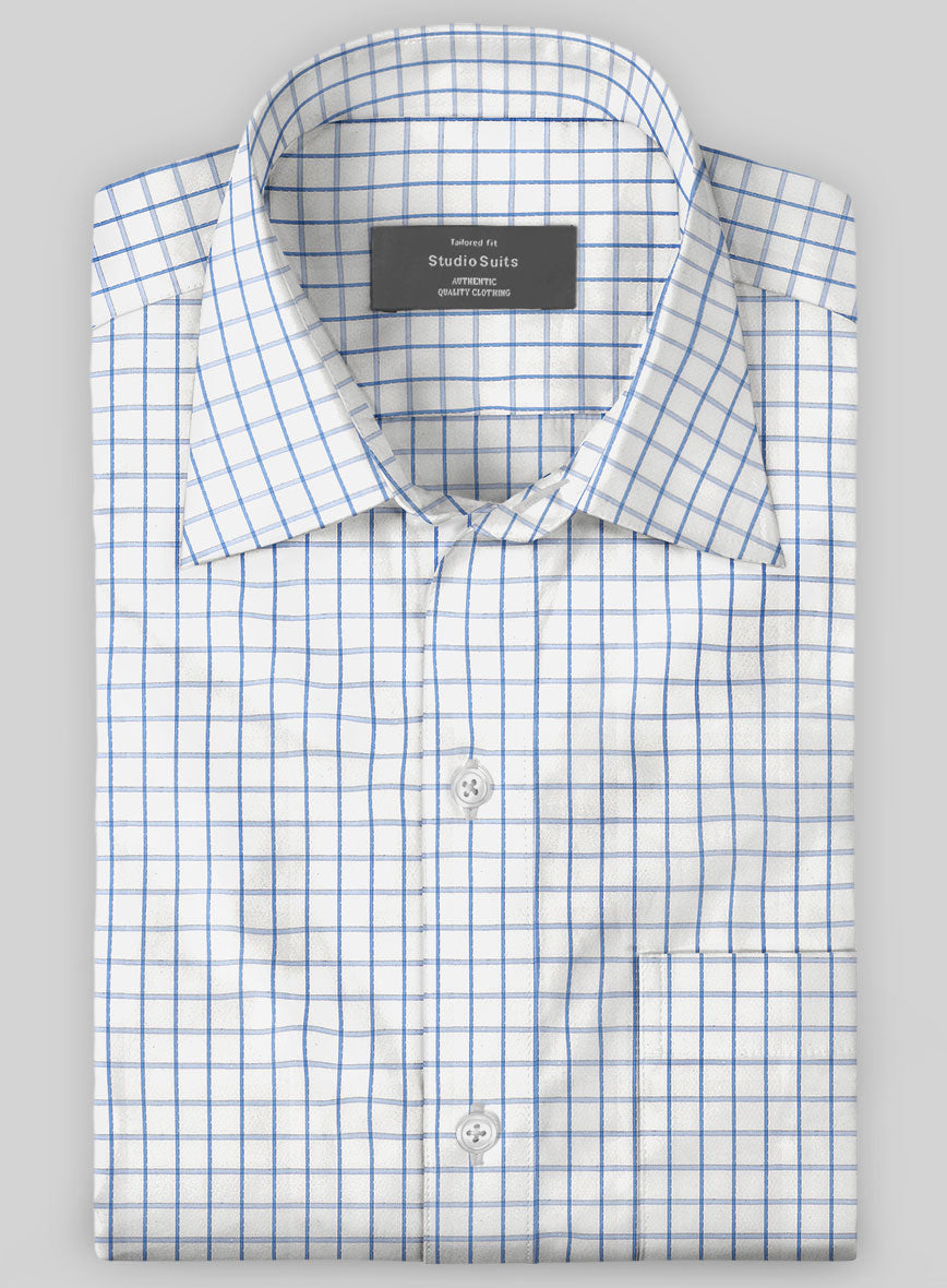 Italian Blue Checkered Shirt - StudioSuits