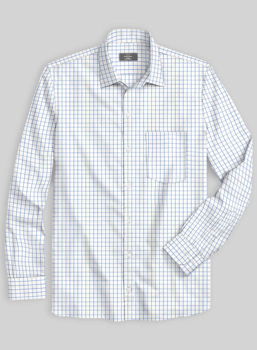 Italian Blue Checkered Shirt - StudioSuits