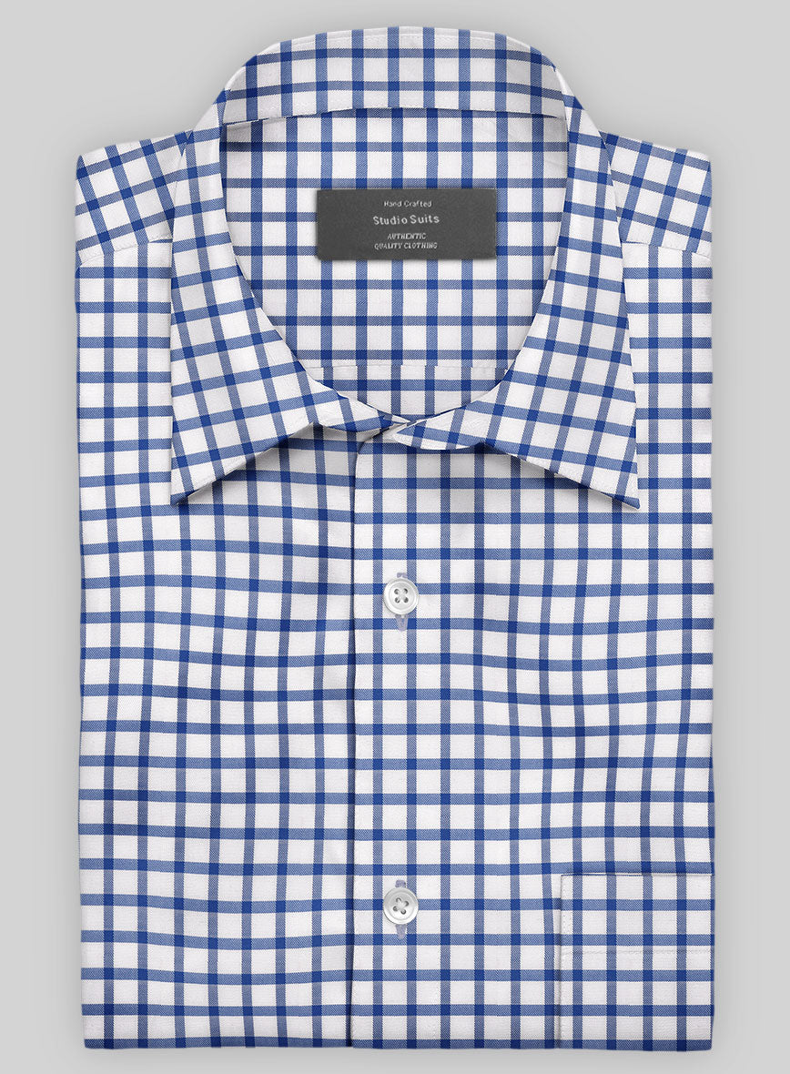 Italian Blue Gingham Check Shirt - StudioSuits