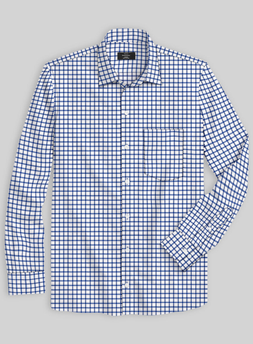 Italian Blue Gingham Check Shirt - StudioSuits