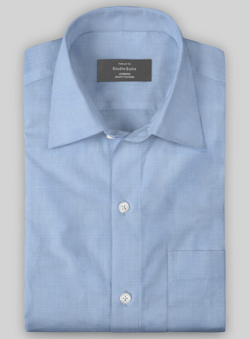 Italian Blue Mini Stripe Shirt - StudioSuits