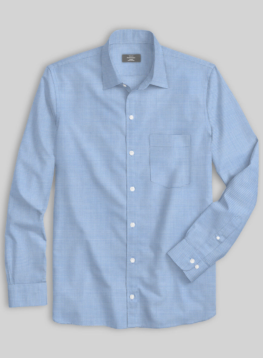 Italian Blue Mini Stripe Shirt - StudioSuits