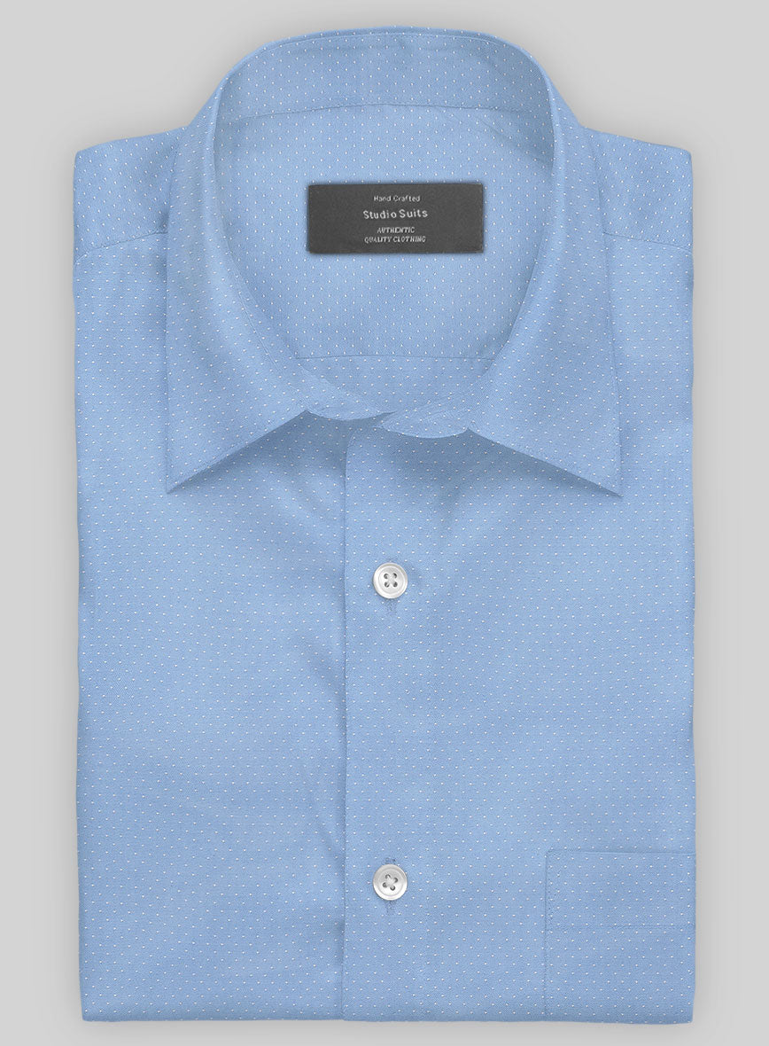 Italian Blue Pin Dots Shirt - StudioSuits