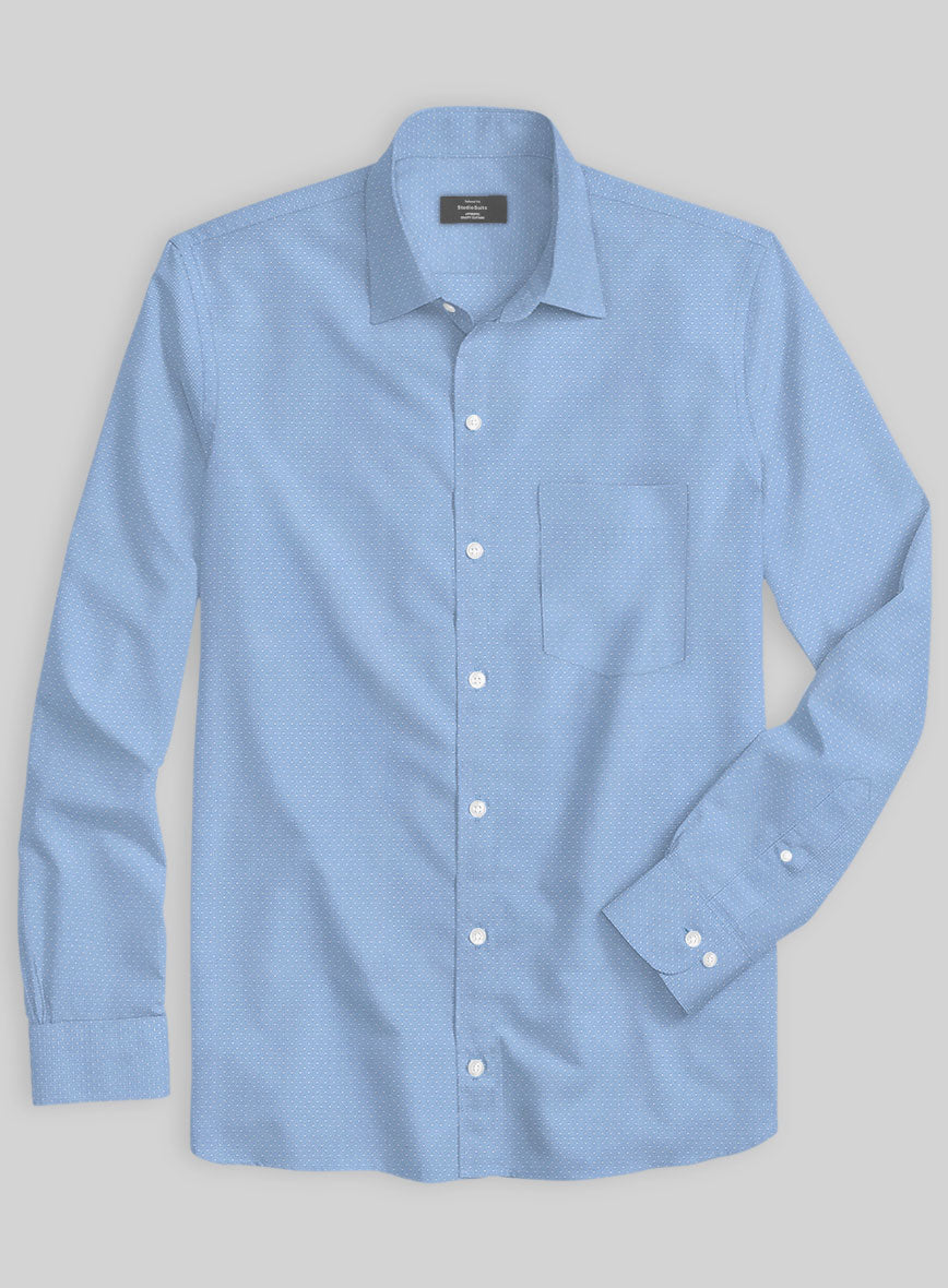 Italian Blue Pin Dots Shirt - StudioSuits