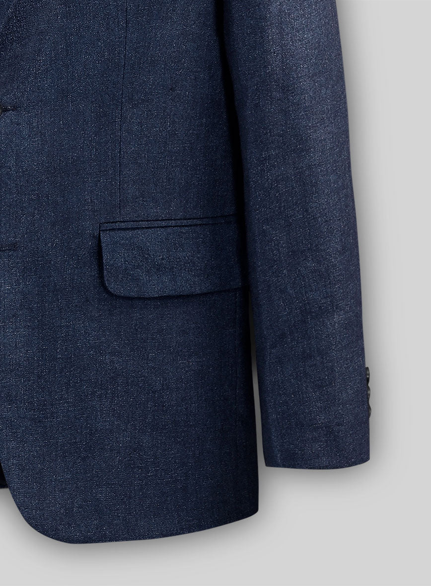 Italian Brandy Blue Linen Jacket - 42R - StudioSuits