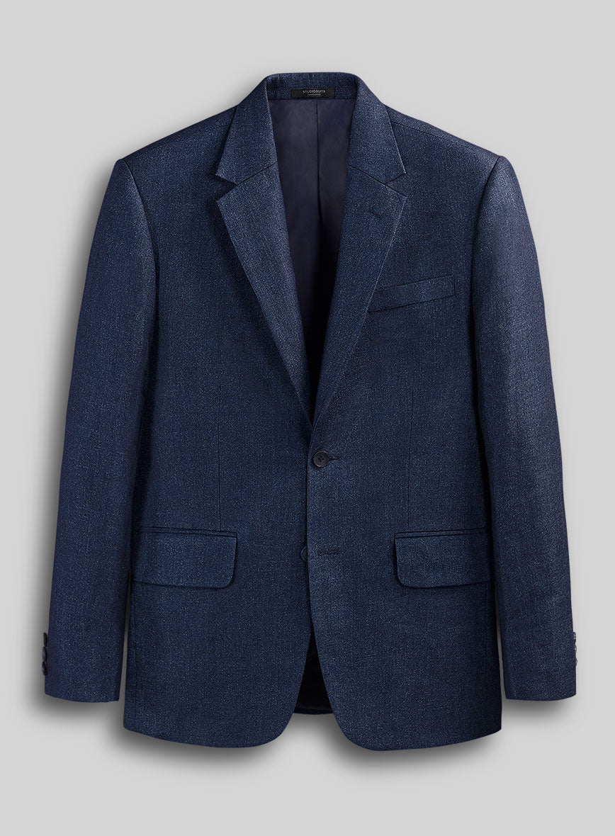 Italian Brandy Blue Linen Jacket - 42R - StudioSuits