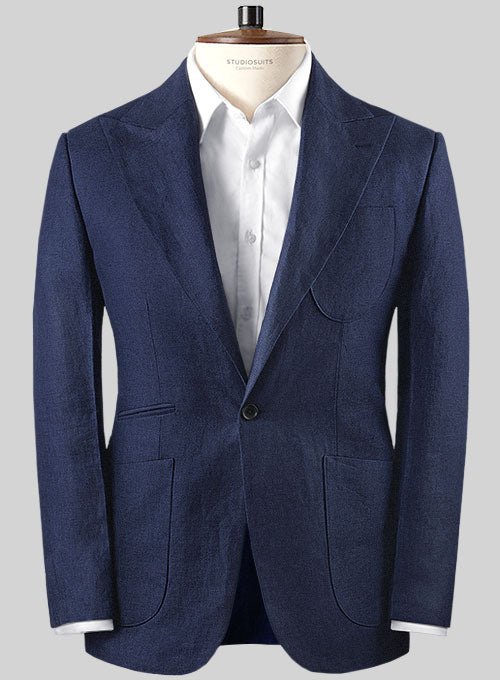 Italian Brandy Blue Pablo Style Linen Jacket - StudioSuits