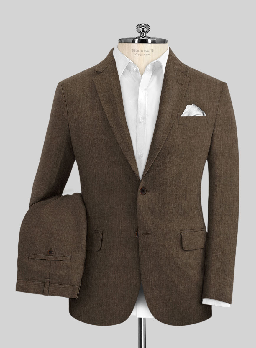 Italian Brown Linen Suit - StudioSuits