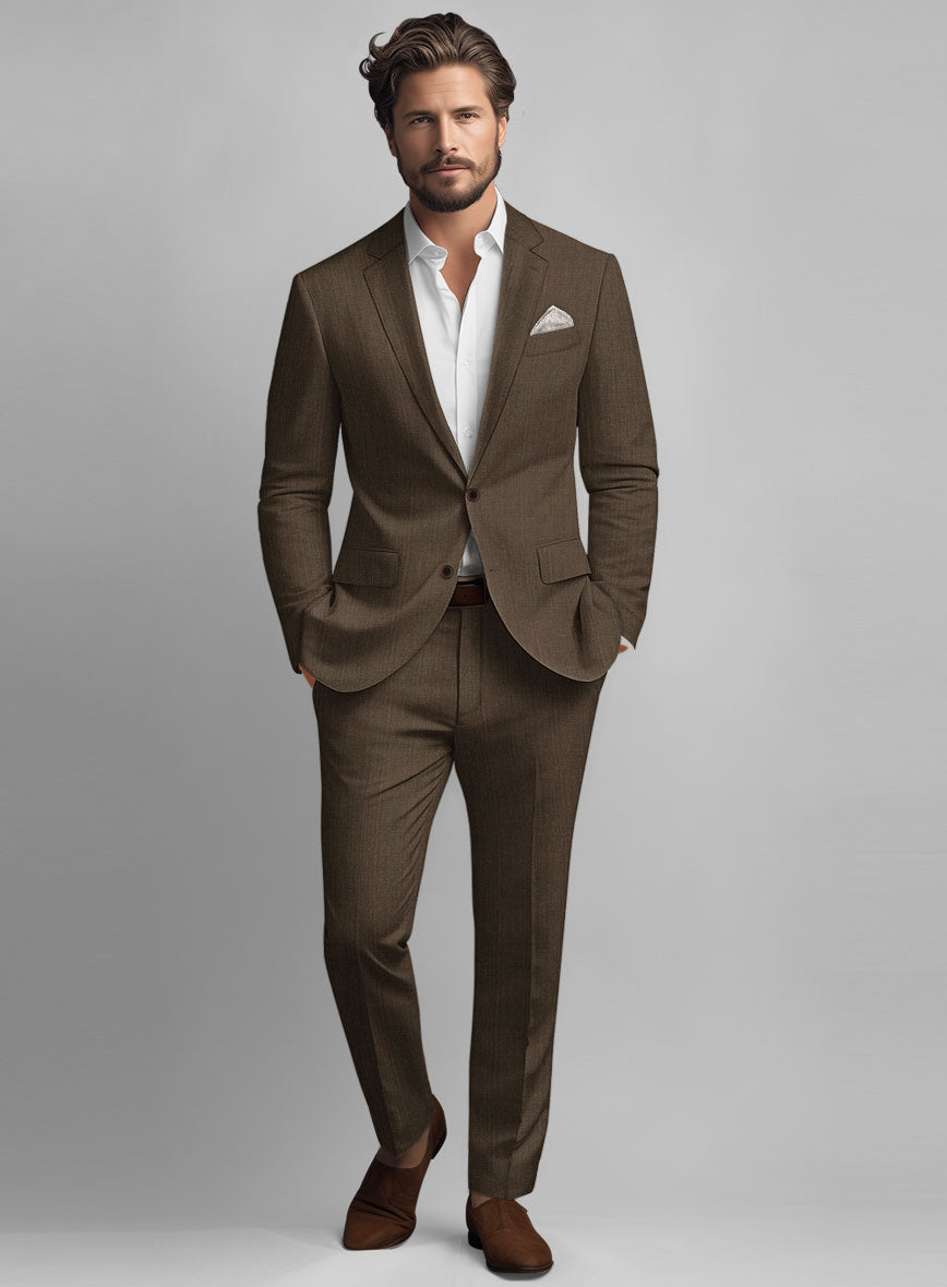 Italian Brown Linen Suit - StudioSuits