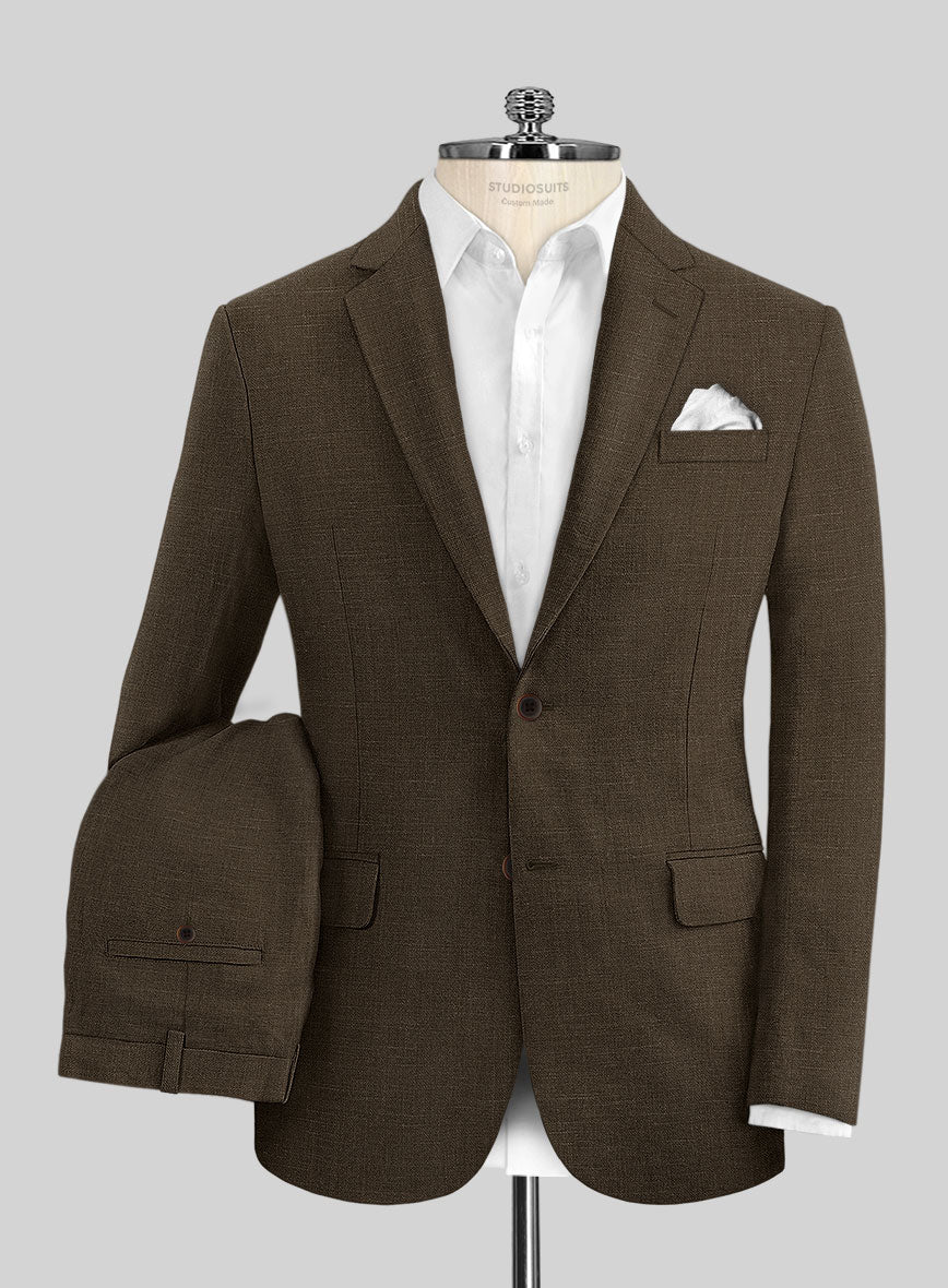 Italian Brown Linen Suit - StudioSuits