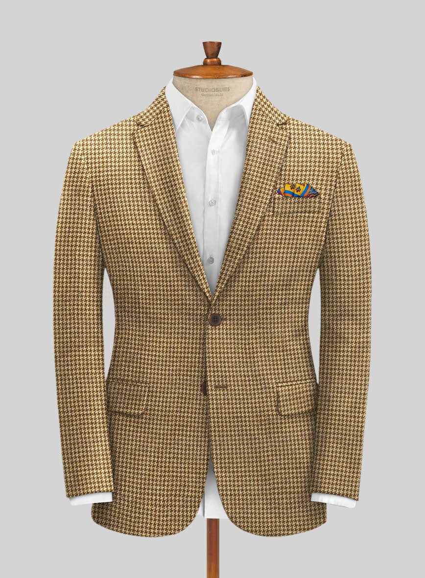 Italian Brown Houndstooth Tweed Suit - StudioSuits