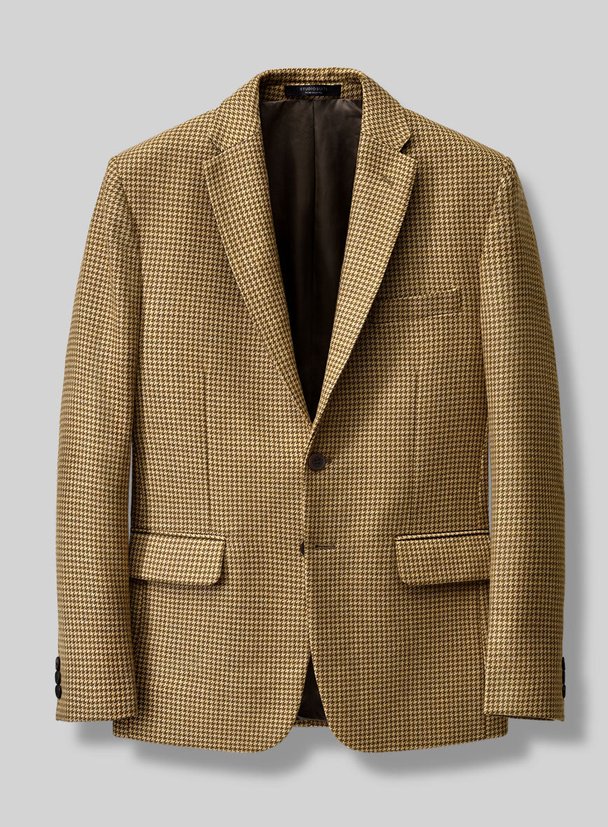 Italian Brown Houndstooth Tweed Suit - StudioSuits