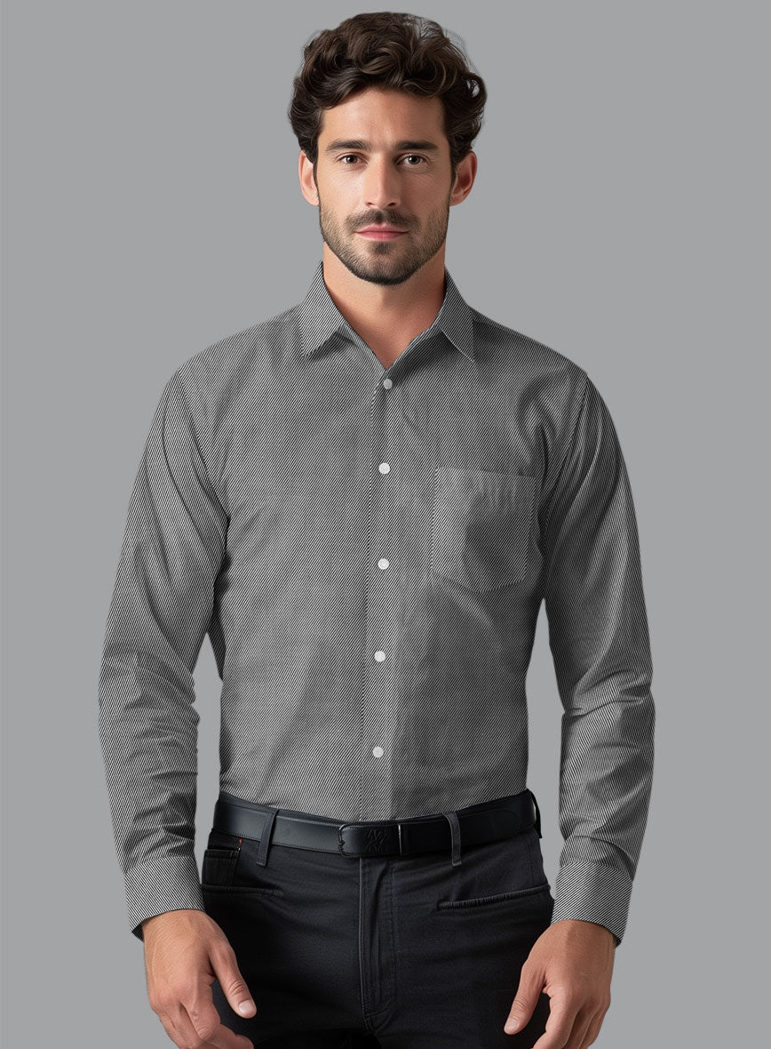 Italian Cavalry Twill Black Shirt - StudioSuits