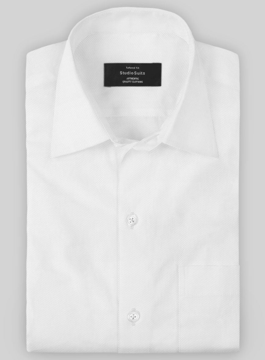 Italian Cavalry Twill White Shirt - StudioSuits