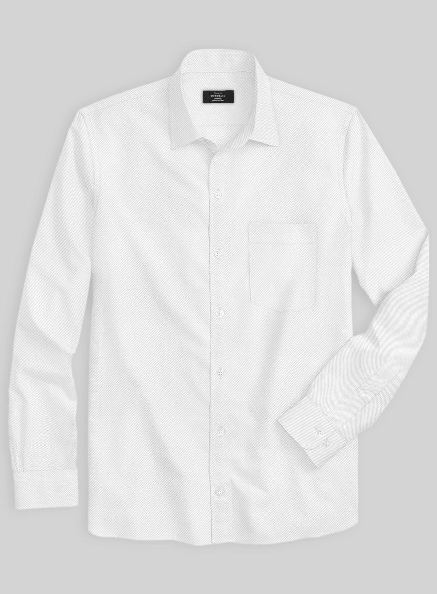 Italian Cavalry Twill White Shirt - StudioSuits