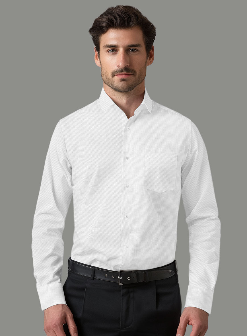 Italian Cavalry Twill White Shirt - StudioSuits