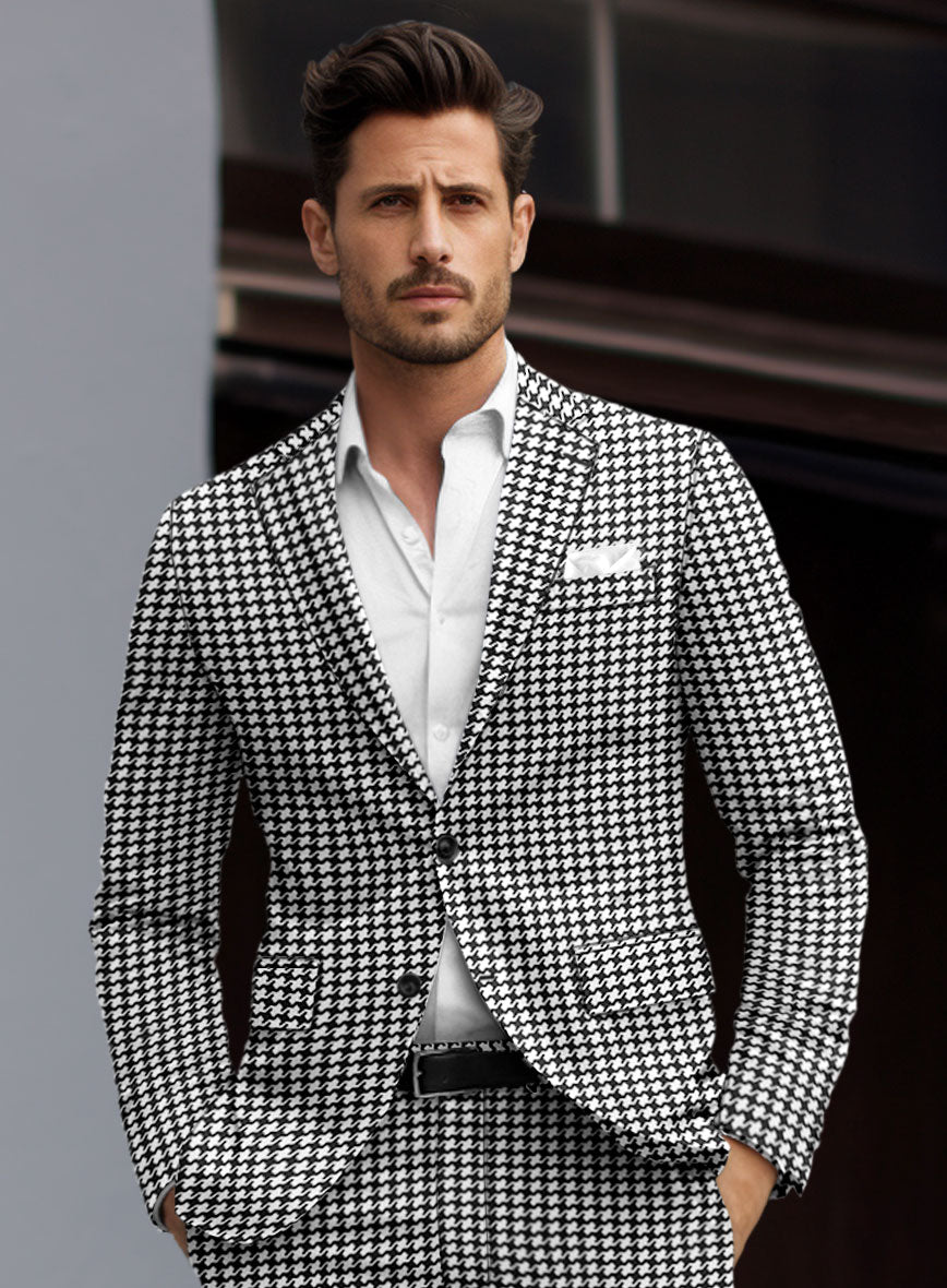 Italian Cotton Silk Bold Houndstooth Jacket - StudioSuits