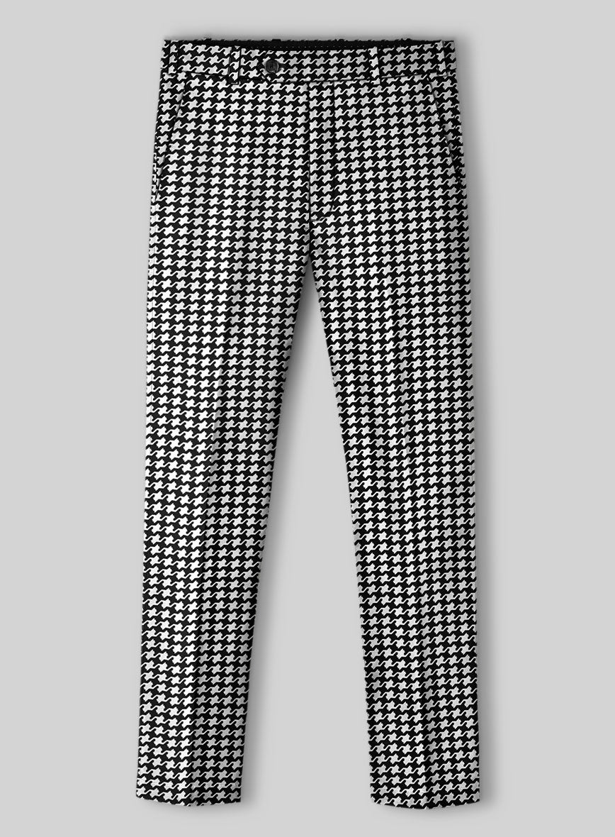 Italian Cotton Silk Bold Houndstooth Pants - StudioSuits