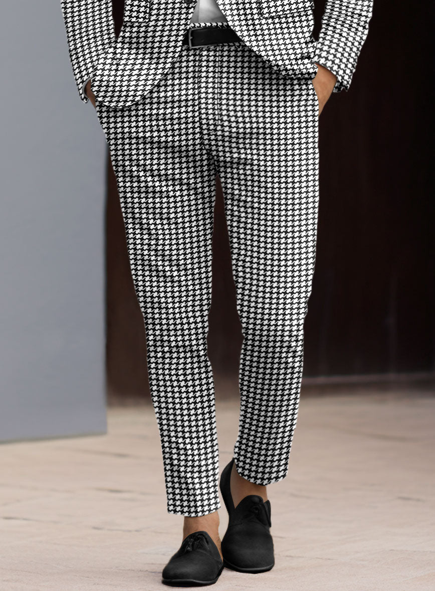 Italian Cotton Silk Bold Houndstooth Pants - StudioSuits