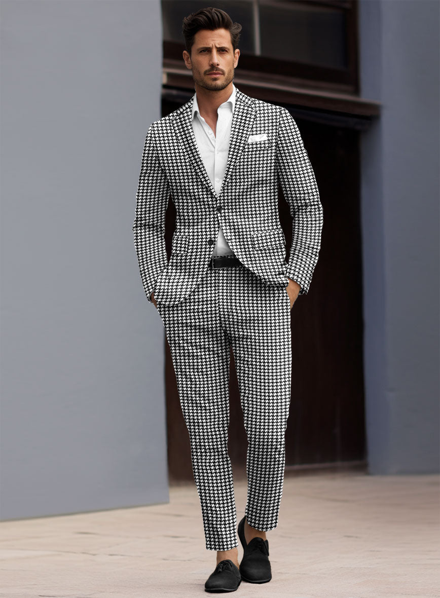 Italian Cotton Silk Bold Houndstooth Suit - StudioSuits