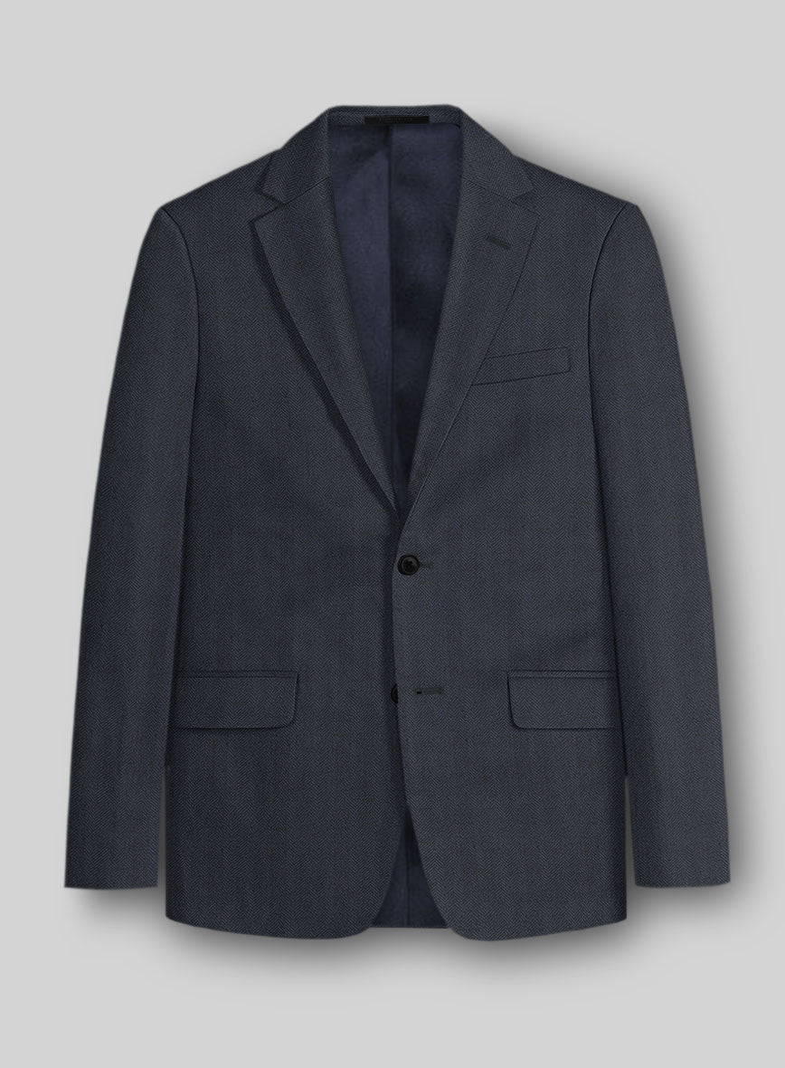 Italian Cotton Wool Herringbone Piati Jacket - StudioSuits