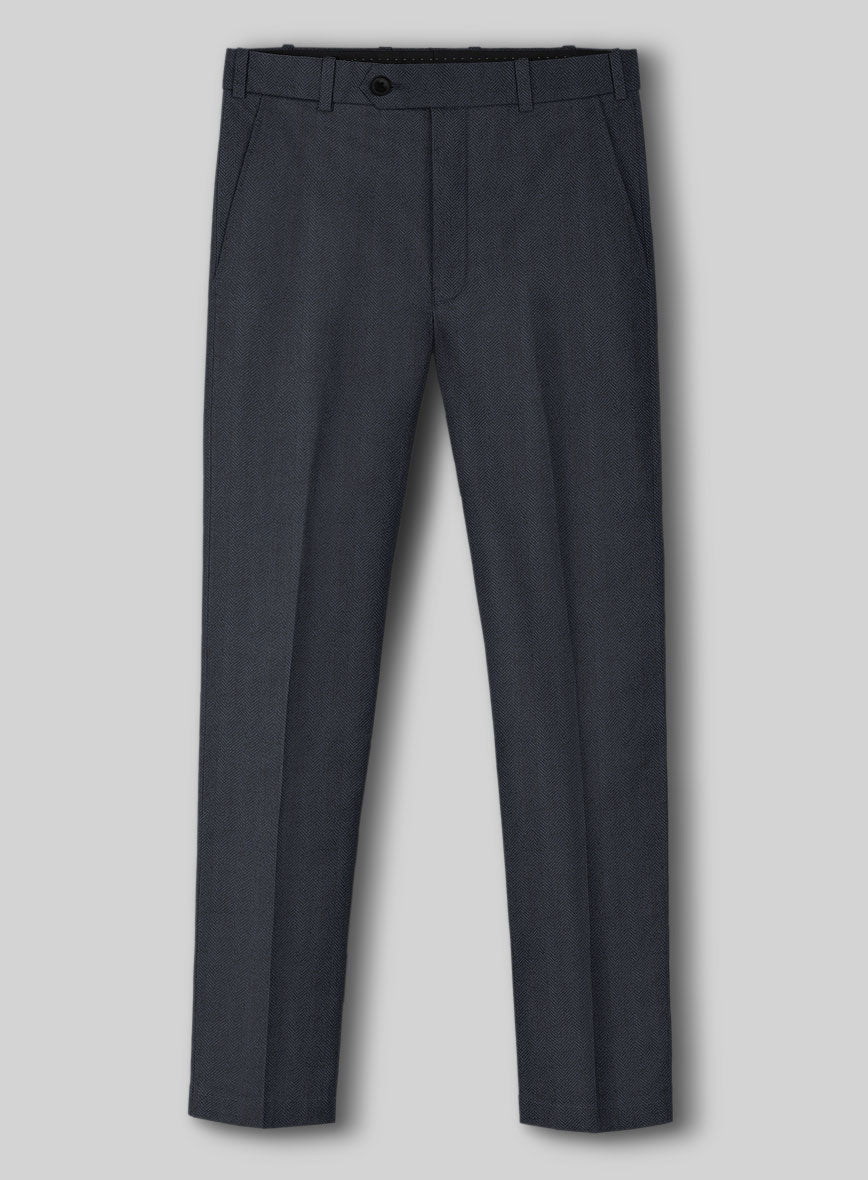 Italian Cotton Wool Herringbone Piati Pants - StudioSuits