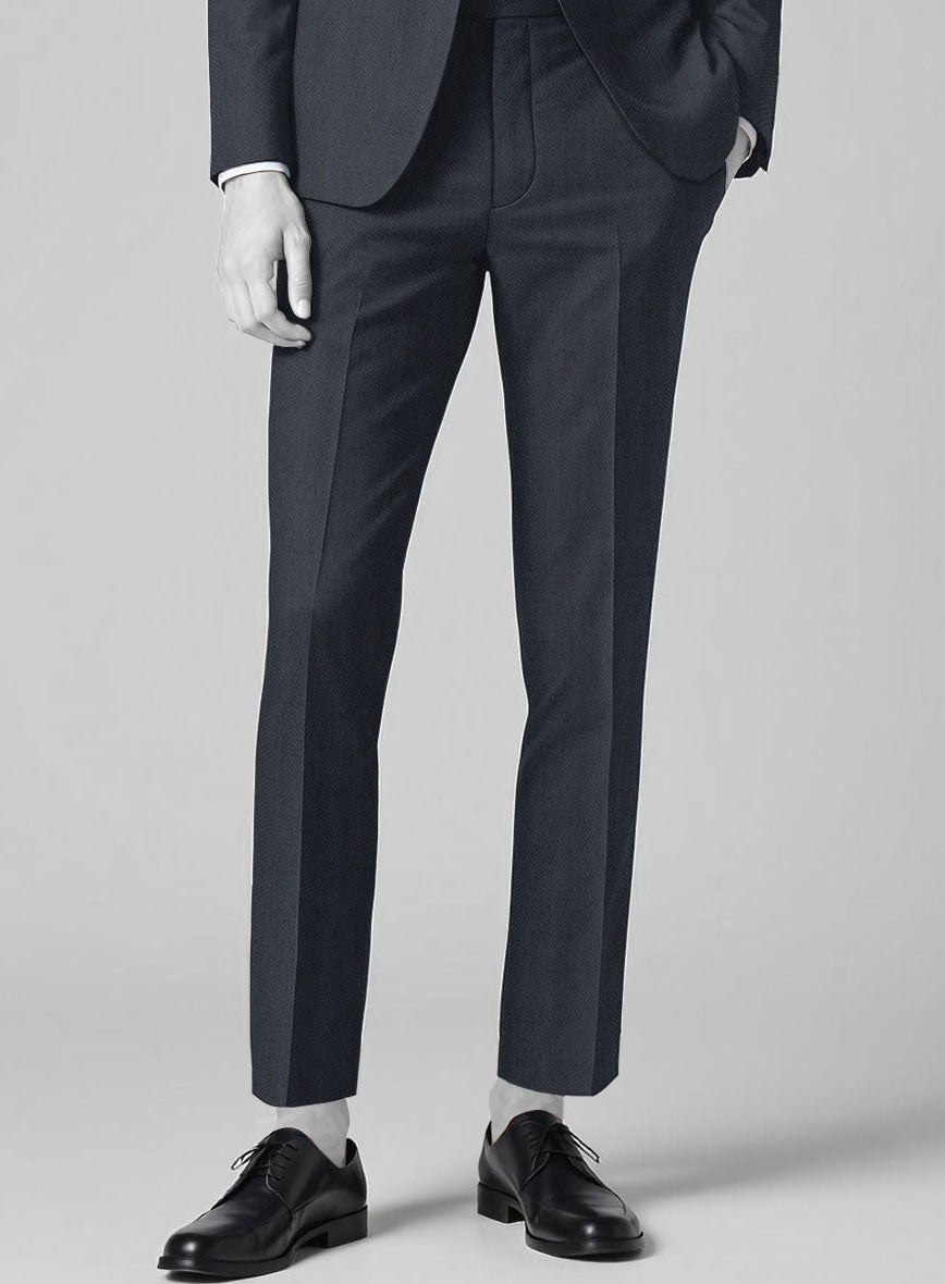 Italian Cotton Wool Herringbone Piati Pants - StudioSuits