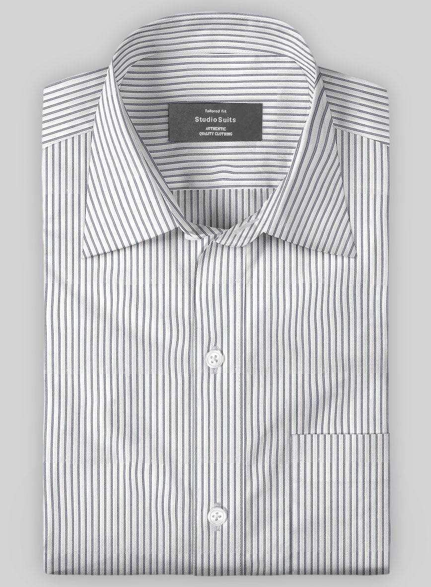 Italian Dark Blue Candy Stripe Shirt - StudioSuits