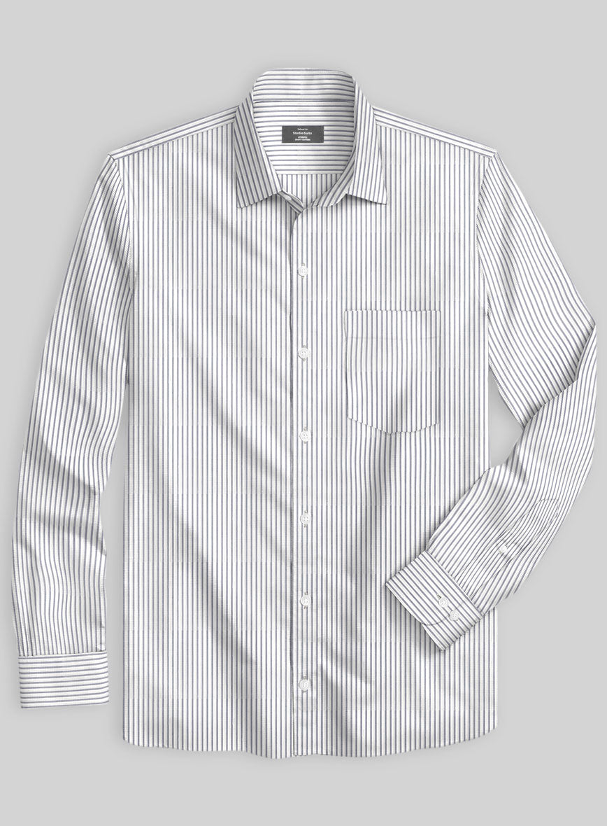 Italian Dark Blue Candy Stripe Shirt - StudioSuits