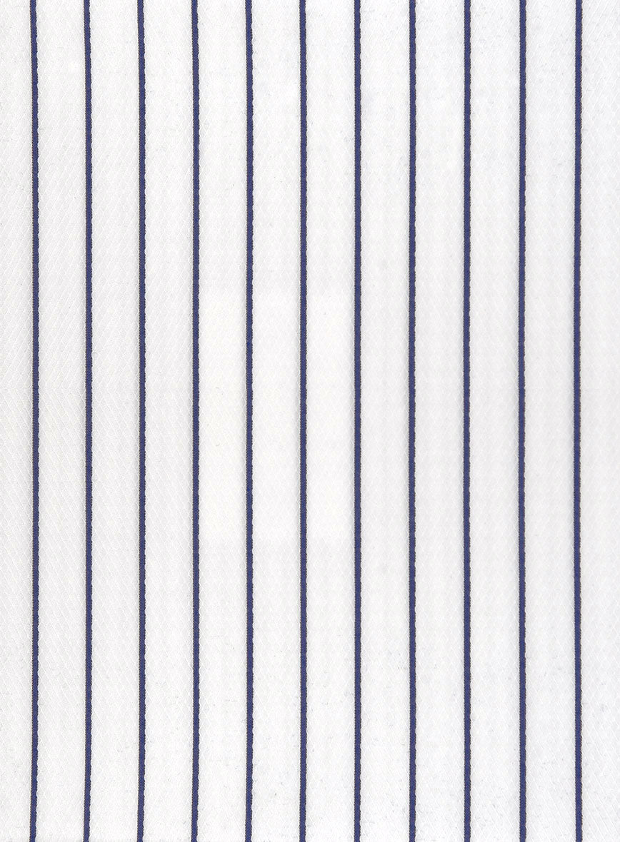 Italian Dark Blue Como Stripe Shirt - StudioSuits