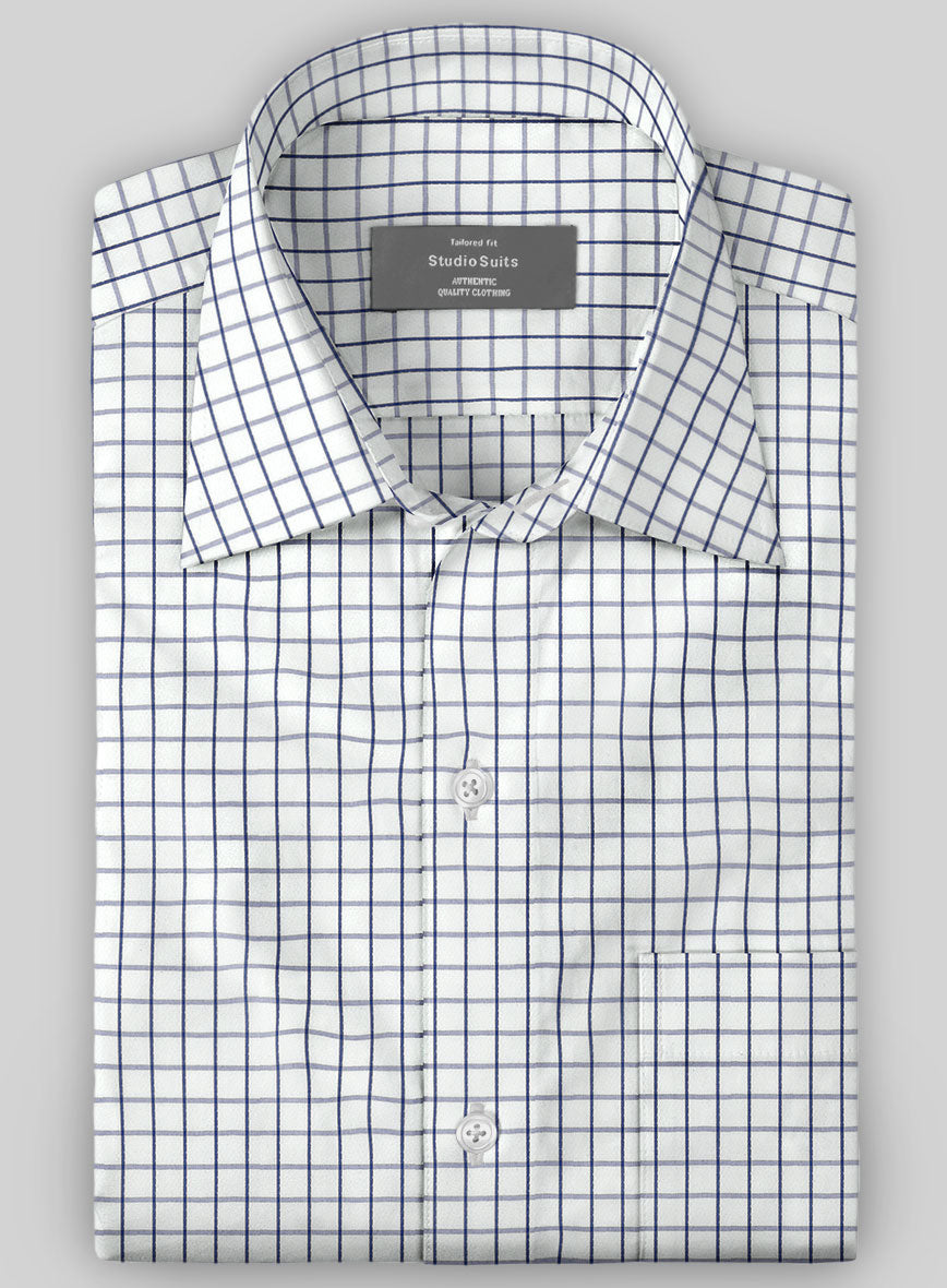 Italian Dark Blue Checkered Shirt - StudioSuits