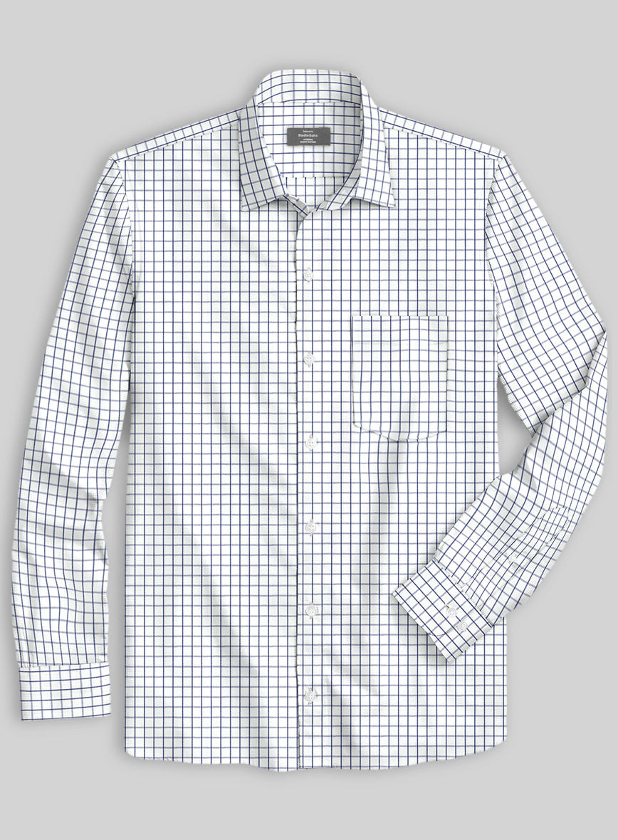 Italian Dark Blue Checkered Shirt - StudioSuits