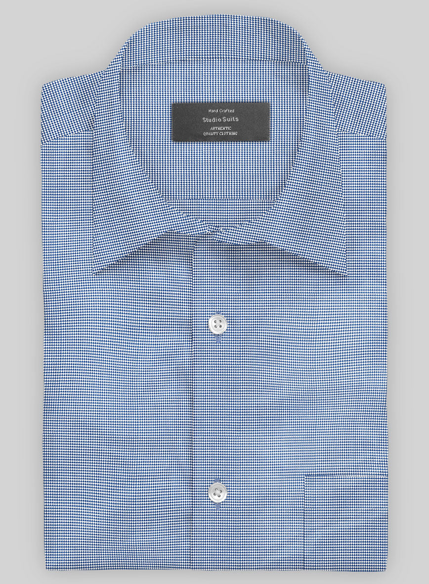 Italian Dark Blue Nailhead Shirt - StudioSuits