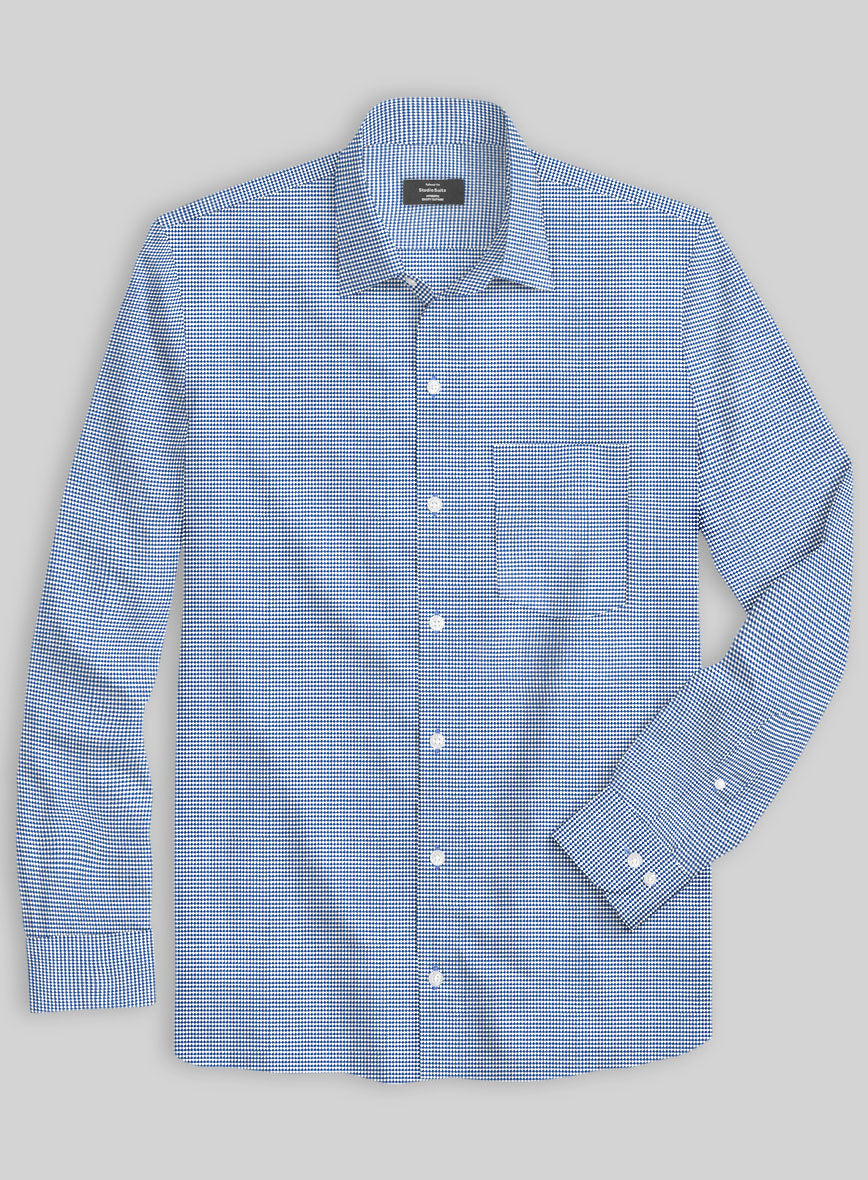 Italian Dark Blue Nailhead Shirt - StudioSuits