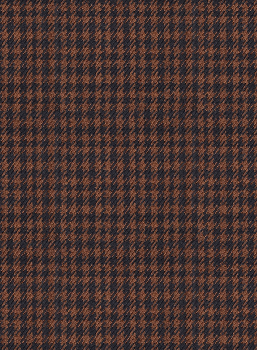 Italian Dark Brown Houndstooth Tweed Pants - StudioSuits