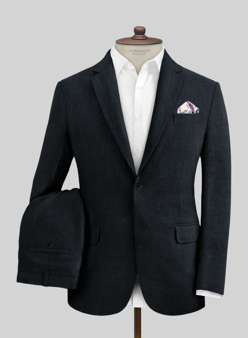 Italian Dark Blue Linen Suit - StudioSuits