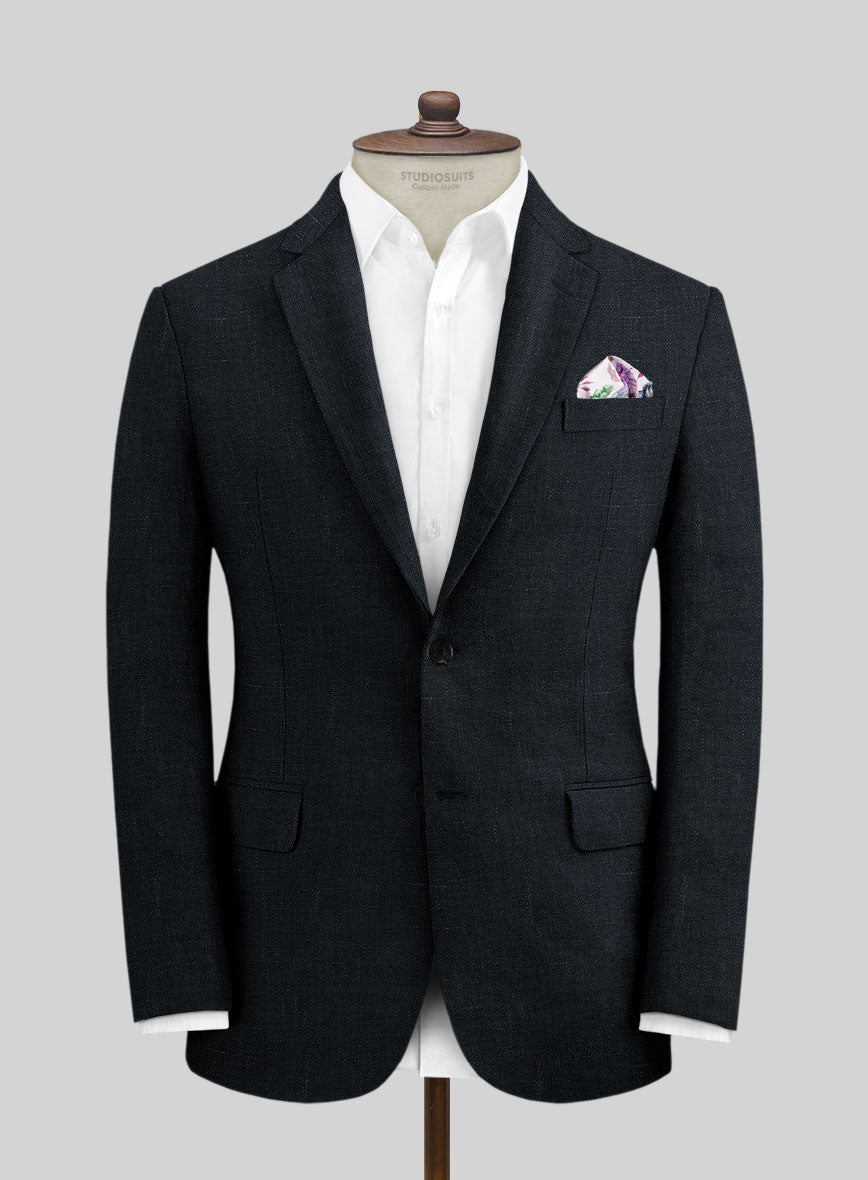 Italian Dark Blue Linen Jacket – StudioSuits