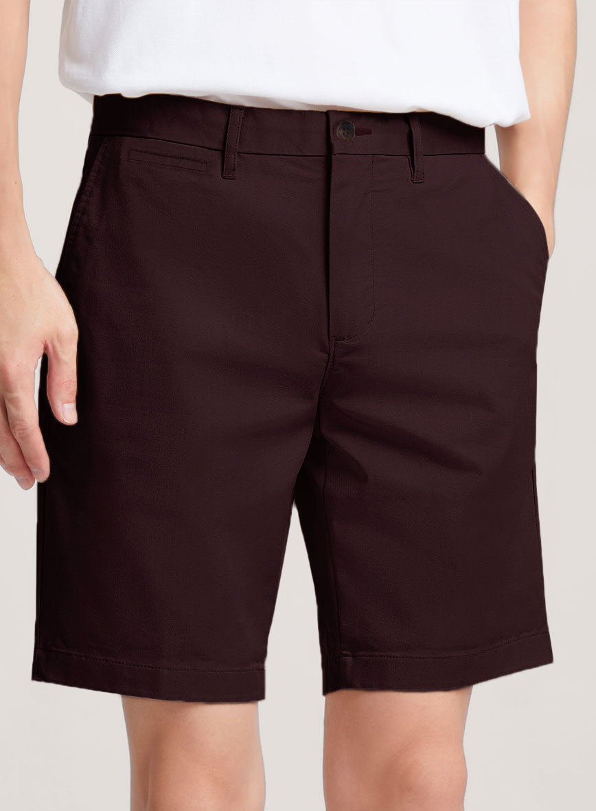 Italian Eggplant Cotton Stretch Shorts - StudioSuits