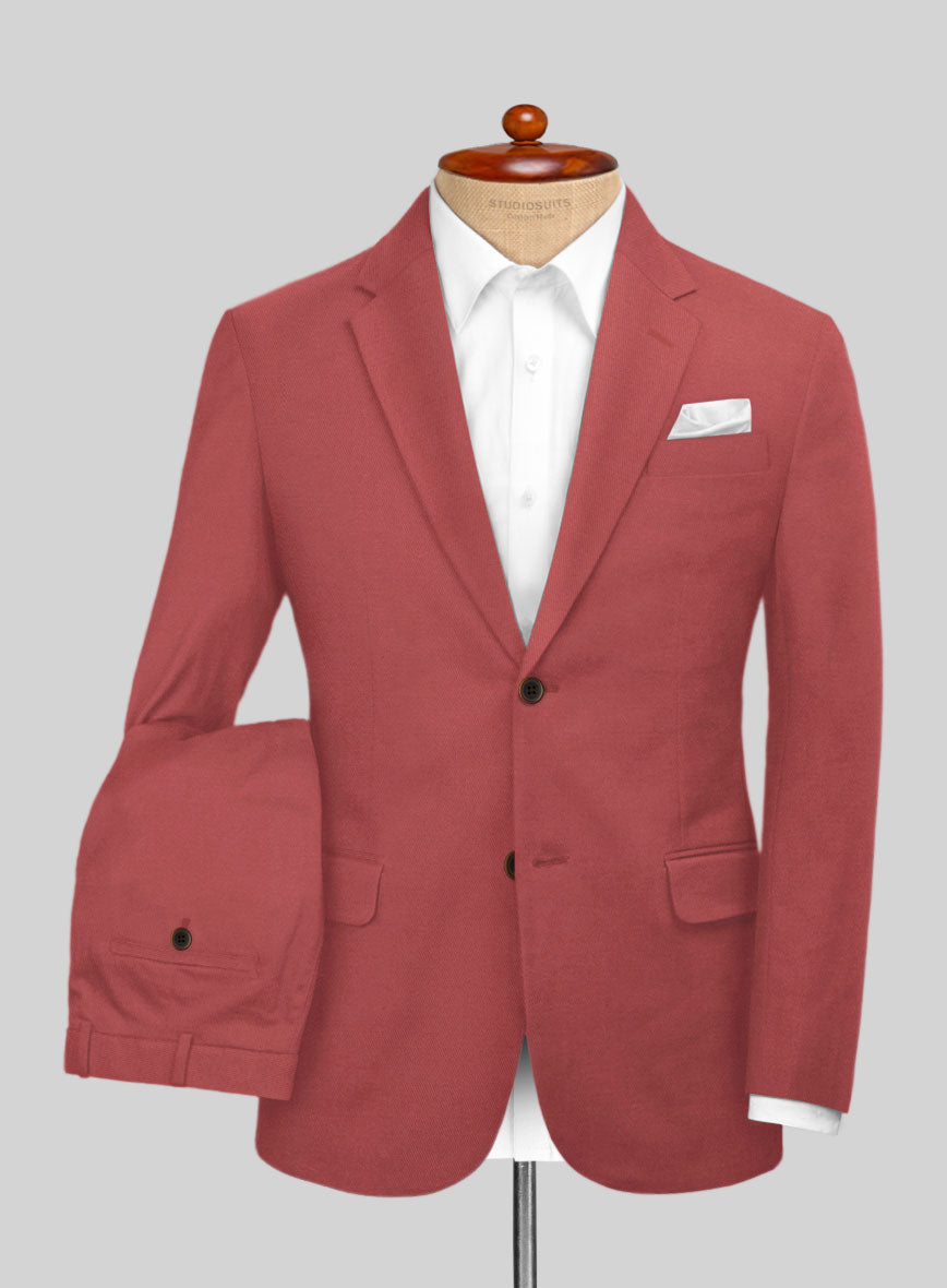 Italian Gimson Red Cotton Stretch Suit - StudioSuits