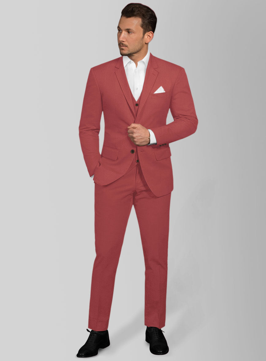 Italian Gimson Red Cotton Stretch Suit - StudioSuits