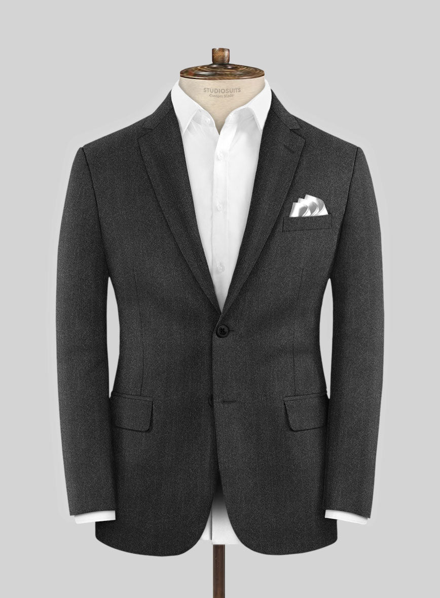 Italian Harna Gray Herringbone Flannel Jacket – StudioSuits