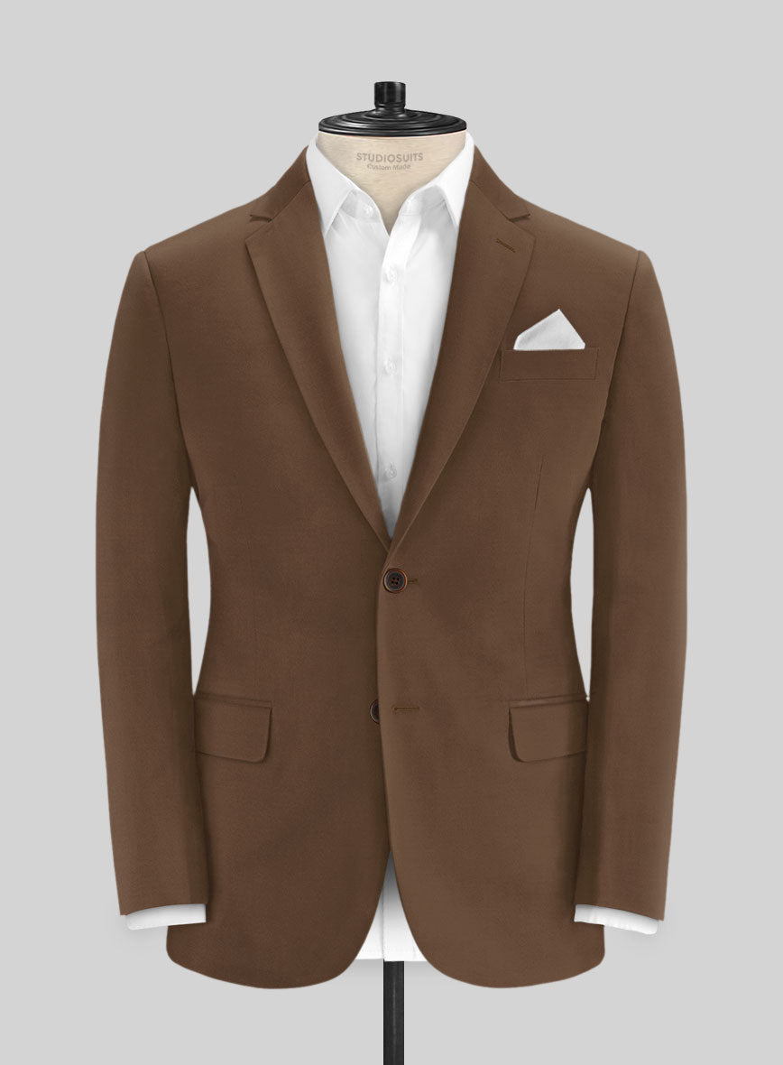 Italian Hickory Brown Cotton Stretch Jacket - StudioSuits