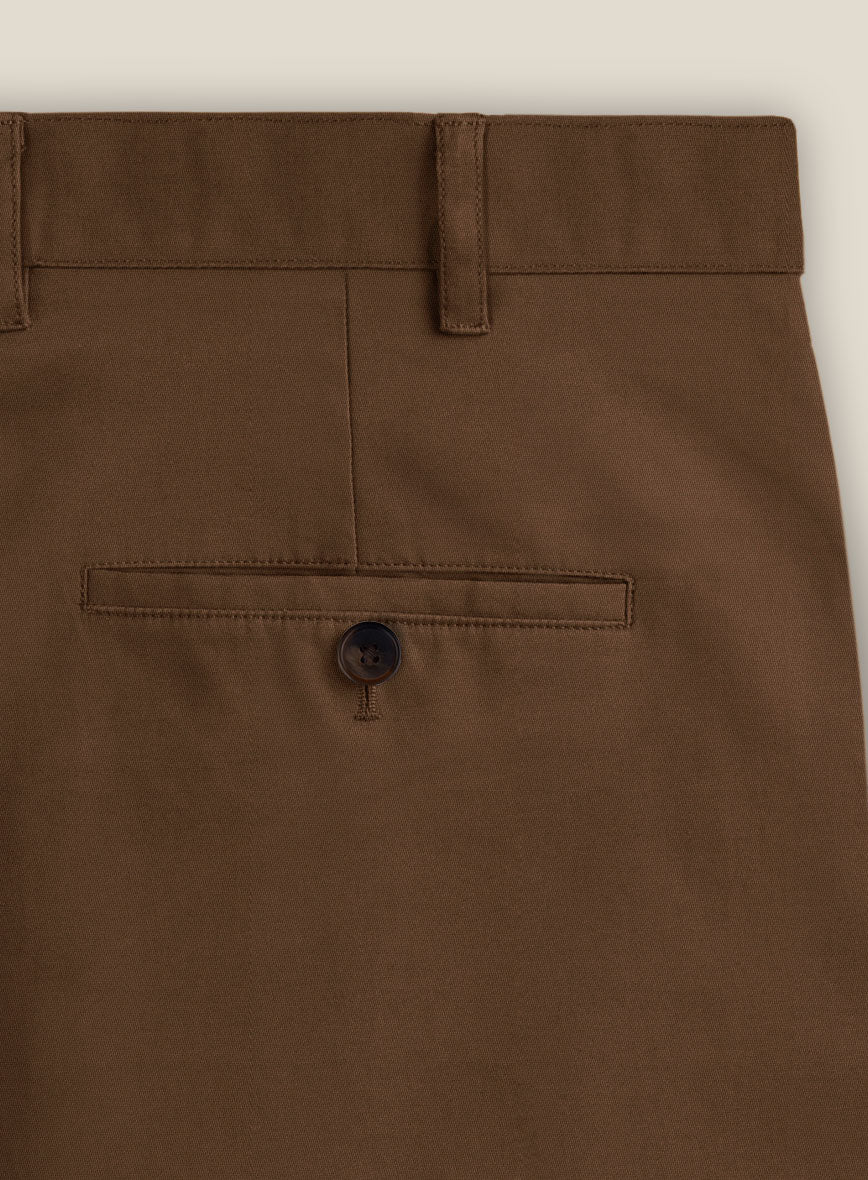 Italian Hickory Brown Cotton Stretch Shorts - StudioSuits