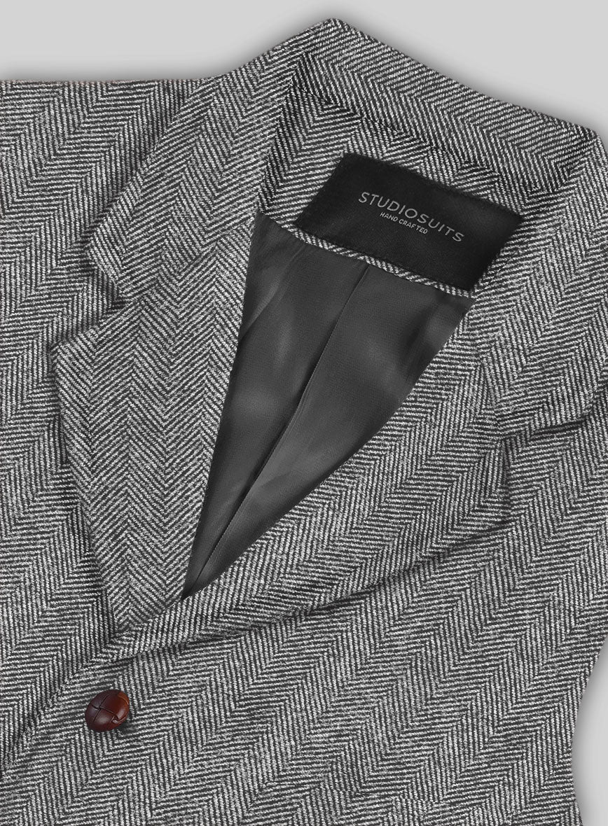 Italian Highlander Gray Herringbone Tweed Hunting Vest - StudioSuits