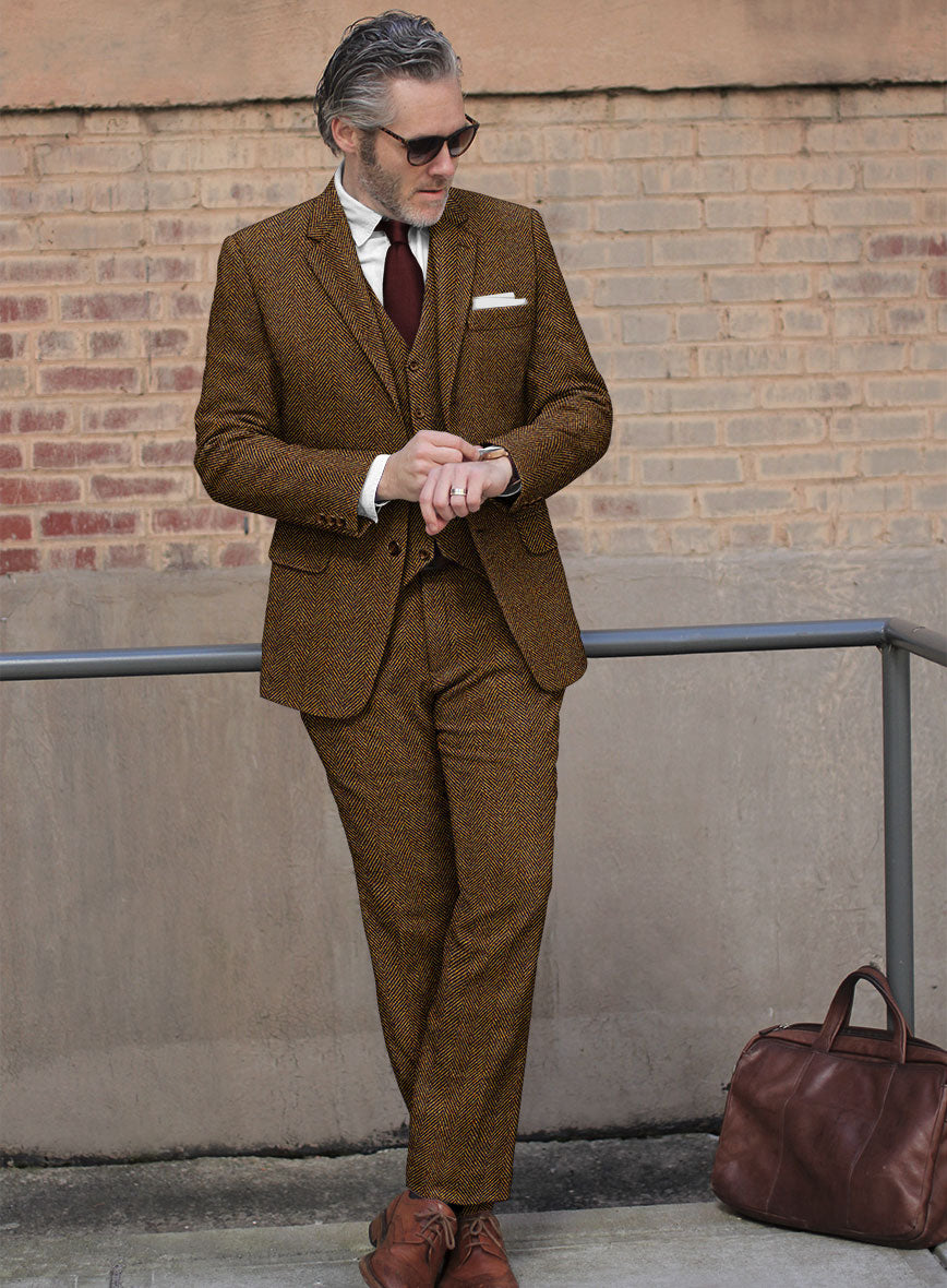 Italian Highlander Mustard Herringbone Tweed Suit - StudioSuits